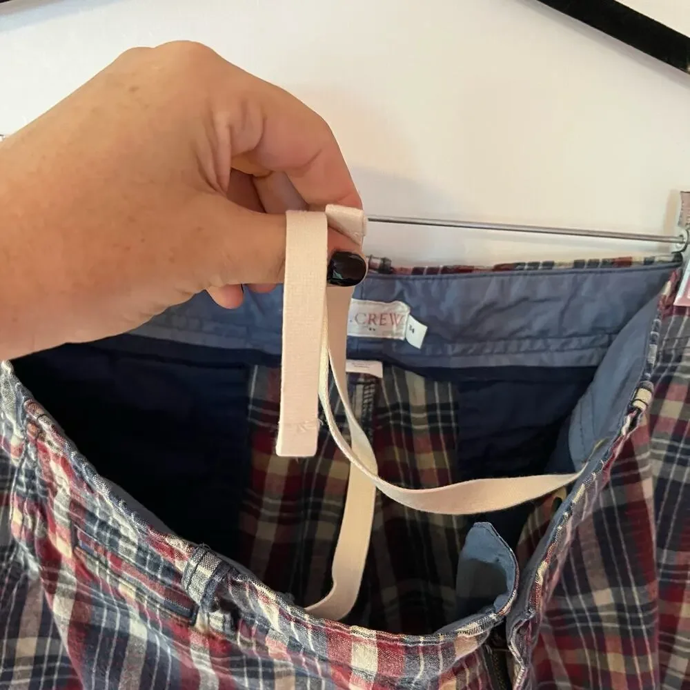 J. Crew Vintage -Bundle of 2 Madras Plaid Cotton Drawstring Shorts SZ 34​​​